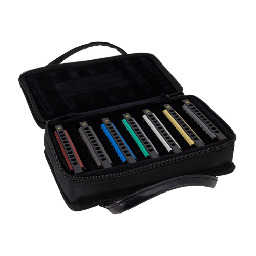 East Top Set of 7 Blues Harmonicas with Case - Professional Diatonic, Portable Design, Gift-Ready, High-Quality Construction, Complete Set