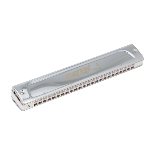 East Top 24 Hole Professional Tremolo Harmonica C with Brass Cover and Instruction