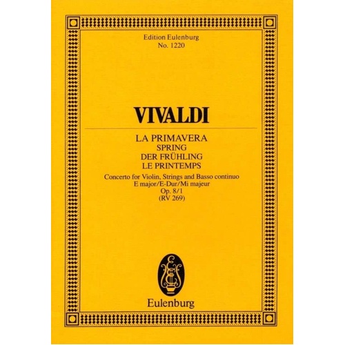 Vivaldi - Four Seasons Op. 8/1 RV 269 / PV 241 Study Score, Eulenburg, 35 Pages