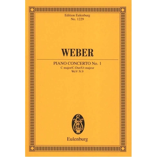 Weber - Concerto No 1 C Major WeV N9 Study Score for Piano and Orchestra