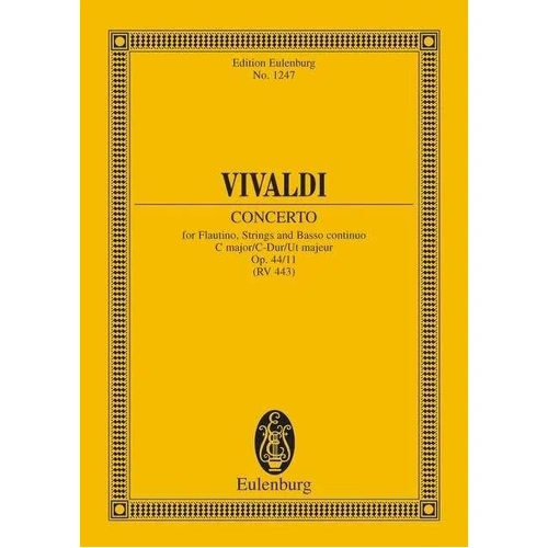 Vivaldi Concerto C Major Op. 44/11 RV 443 Study Score for Recorder - Eulenburg Edition
