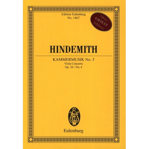 Hindemith - Chamber Music No. 5 Op. 36/4 Study Score, Eulenburg, 102 Pages
