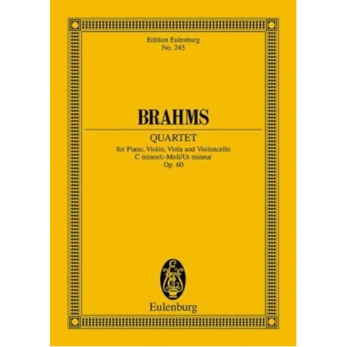 Piano Quartet Op 60 C Minor Study Score