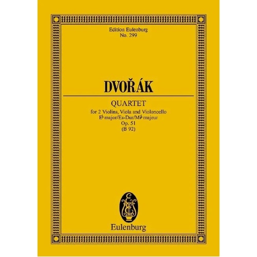 Dvorak String Quartet E Flat Major Op. 51 B 92 Study Score - Eulenburg Edition