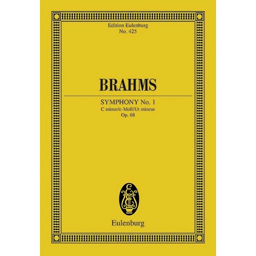 Brahms - Symphony No 1 C Minor Op 68 Study Score by Eulenburg, 208 Pages, Orchestra