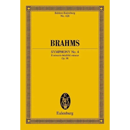 Brahms Symphony No. 4 Op. 98 E Minor Study Score for Orchestra