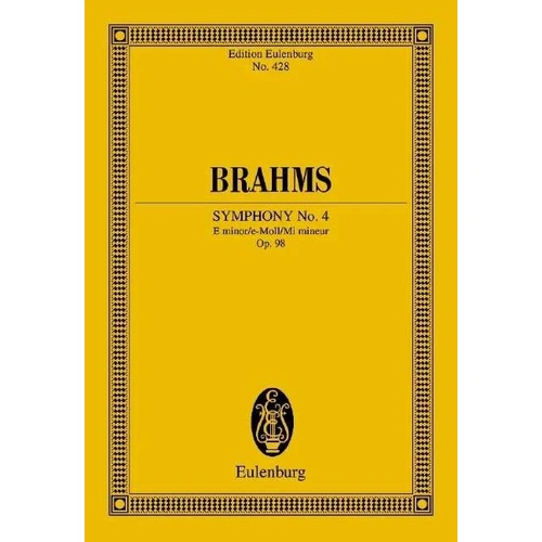 Brahms Symphony No. 4 Op. 98 E Minor Study Score for Orchestra