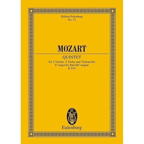 Mozart - String Quintet E Flat K 614 Study Score (Softcover Book)