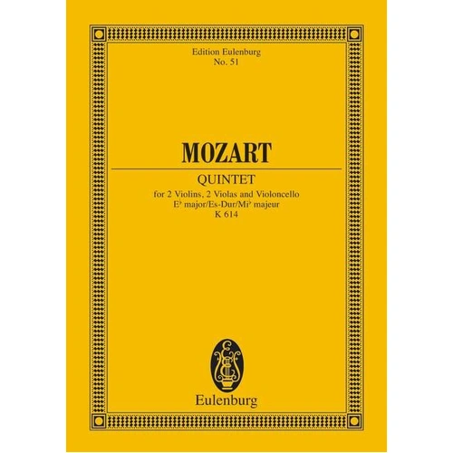 Mozart String Quintet E Flat K 614 Study Score - Eulenburg Edition, 56 Pages, AMEB Musicianship Set Work Grade 5