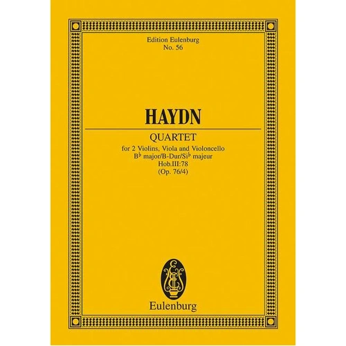 String Quartet Op 76 No 4 in B Flat Major by Ernst Eulenburg - 32 Pages