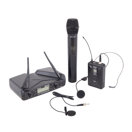 Eikon WM700DKITA Dual Wireless Handheld & Belt-Pack Microphone System 516-562MHz with Headset & Lapel