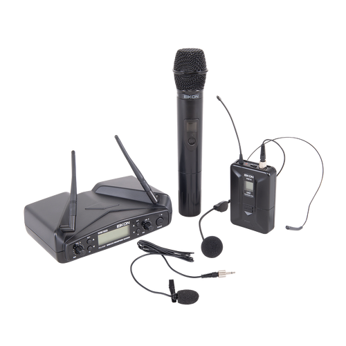 Eikon WM700DKITA Dual Wireless Handheld & Belt-Pack Microphone System 516-562Mhz with Headset & Lapel