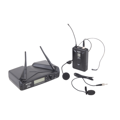 Eikon WM700HA Wireless Belt-Pack Microphone System with Headset & Lapel, 516-562 MHz, 30m Range, 16/32 Frequencies, ABS Case