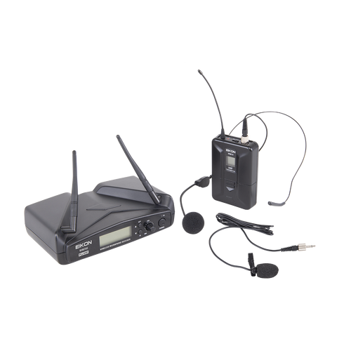 Eikon WM700HA Wireless Belt-Pack Microphone System with Headset & Lapel 516-562MHz, 30m Range, 16-32 Selectable Frequencies, ABS Case