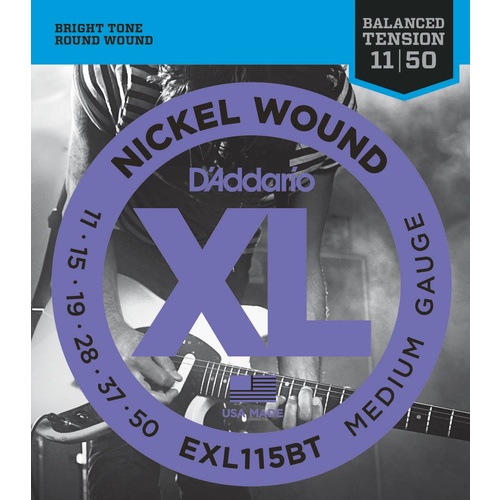 D'Addario EXL115BT Nickel Wound Electric Guitar Strings, Balanced Tension Medium, 11-50