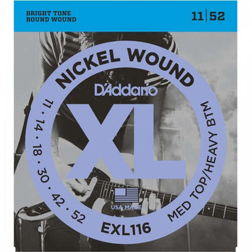3 Pack of D'Addario EXL116 Electric Guitar Strings XL Nickel Wound 11-52 Medium Top/Heavy Bottom