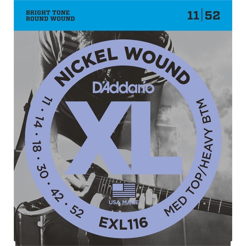 D'Addario EXL116 Nickel Wound Electric Guitar Strings, Medium Top-Heavy Bottom, 11-52