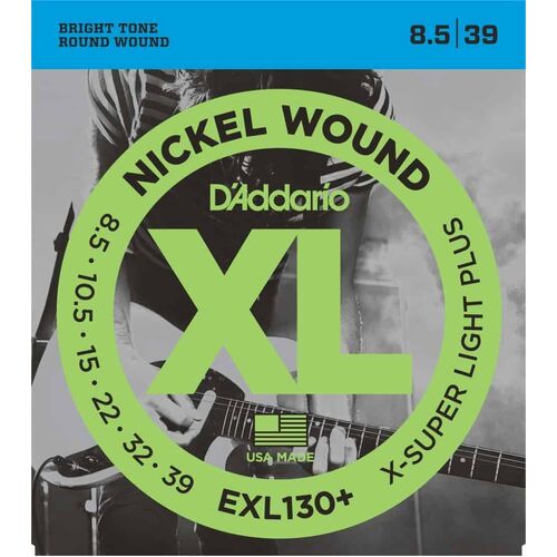 D'Addario EXL130+ Nickel Wound Electric Guitar Strings, Extra-Super Light Plus, 8.5-39