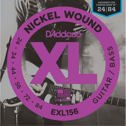 D'Addario EXL156 Electric/Bass Guitar Strings XL Nickel Wound 24-84 Fender Bass VI