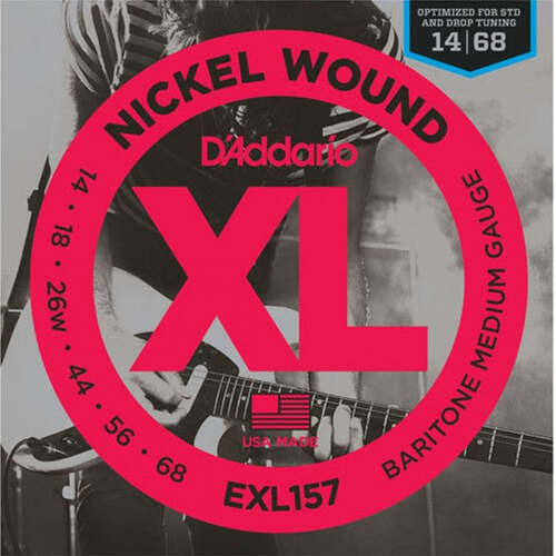 D'Addario EXL157 Electric Guitar Strings XL Nickel Wound Baritone 14-68 Medium