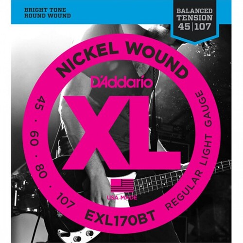 D'Addario EXL170BT Bass Guitar Strings XL Nickel Wound Long Scale 45-107 Regular Light (Balanced Tension)