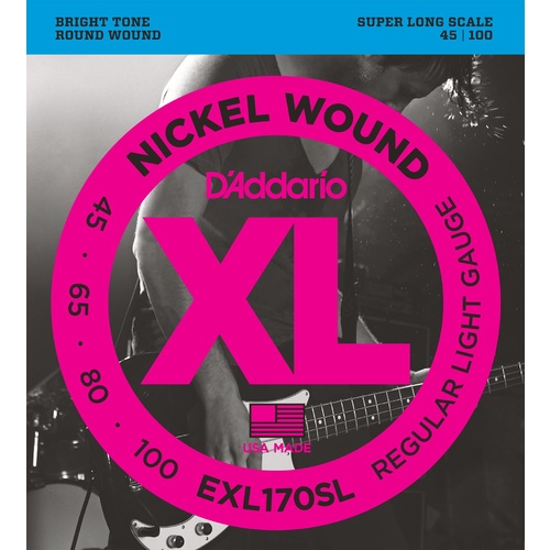 D'Addario EXL170SL Nickel Wound Bass Guitar Strings, Light, Super Long Scale