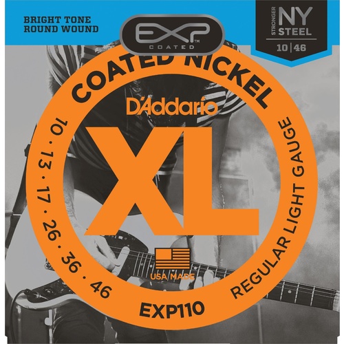 D'Addario EXP110 Coated Electric Guitar Strings, Light, 10-46