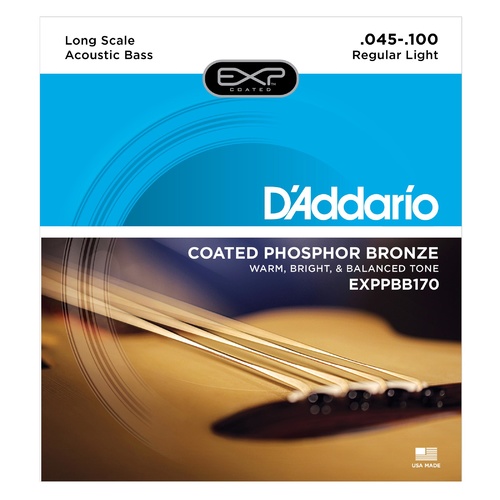 D'Addario EXPPBB170 Phosphor Bronze Coated Acoustic Bass Strings, Long Scale, 45-100