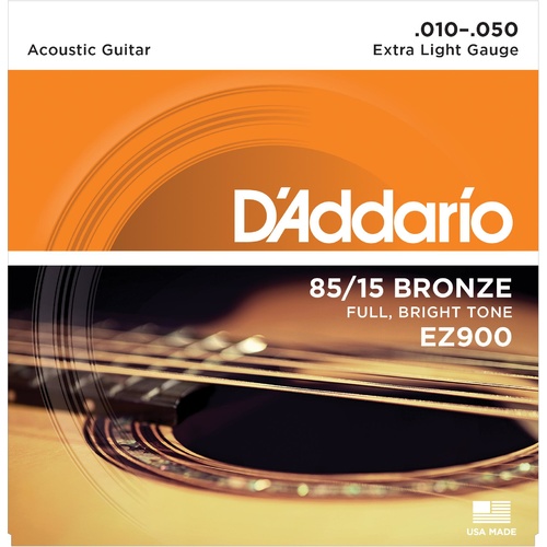 D'Addario EZ900 85-15 Bronze Acoustic Guitar Strings, Extra Light, 10-50