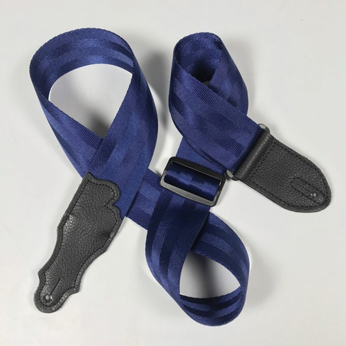 Franklin 2" Blue Aviator Guitar Strap with Pebbled Glove Leather End Tab, Adjustable 38" to 60"