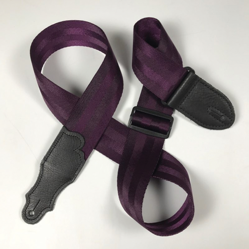 Franklin 2" Purple Aviator Guitar Strap with Pebbled Glove Leather End Tab, Adjustable 38” to 60”
