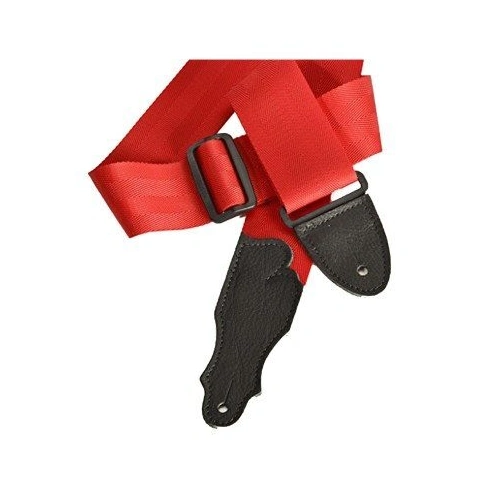 Franklin 2" Red Aviator Guitar Strap with Pebbled Glove Leather End Tab, Adjustable 38" to 60"