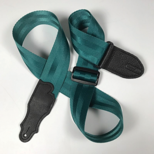 Franklin 2" Teal Aviator Guitar Strap with Pebbled Glove Leather End Tab, Adjustable 38" to 60"