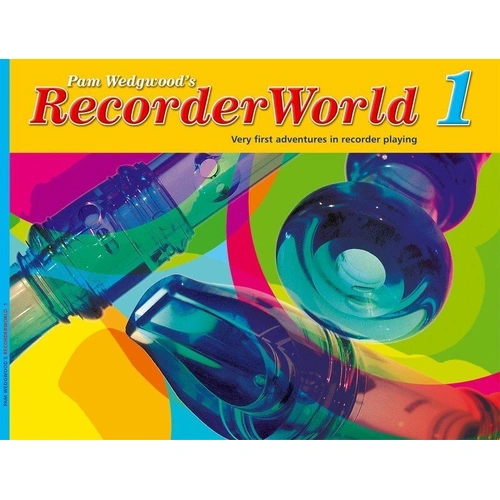 RecorderWorld 1 by Pam Wedgwood - Step-by-step teaching method for recorder with 40 pieces, games, quizzes, and fun illustrations. 32 pages.