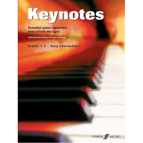 Keynotes Piano Grades 1-2 by Faber Music, 24 pages, featuring works by Anderson, Bach, Beethoven, and more.
