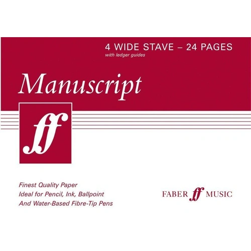 A5 4-Stave Wide Manuscript Book 24 Pages White