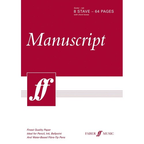 Manuscript A4 Guitar TAB 8-Stave 64Pp Pad (Softcover Book)