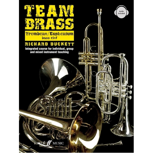 Team Brass Trombone/Euphonium Book by Faber Music, 68 Pages, Flexible Course for Individual and Group Tuition