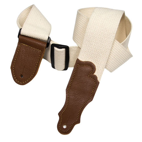 Franklin 2" Cotton Guitar Strap with Pebbled Caramel Leather End Tabs