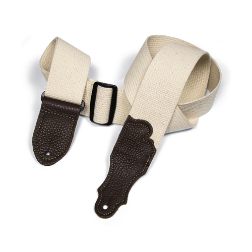 Franklin 2" Cotton Guitar Strap with Pebbled Chocolate Glove Leather End Tabs