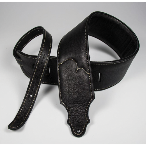 Franklin 3" Black Padded Glove Leather Guitar Strap with Natural Stitch