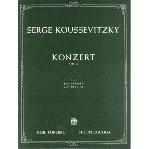 Koussevitzky - Concerto Op 3 Double Bass/Piano (Softcover Book)