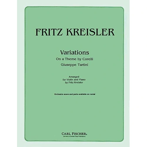 Tartini - Variations on a Theme by Corelli for Violin/Piano, Arranged by Fritz Kreisler, Carl Fischer, 6 Pages, Grade 8+