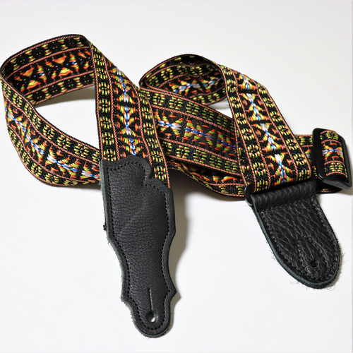 Franklin 2" Woven Nylon Folk Strap Orange with Black Leather End Tab