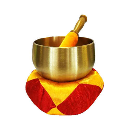 Maxtone 4" Brass Singing Bowl with Striker and Cushion for Sound Therapy and Relaxation