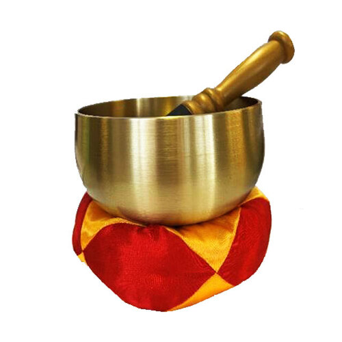 Maxtone 5" Brass Singing Bowl with Striker and Cushion for Sound Therapy and Meditation