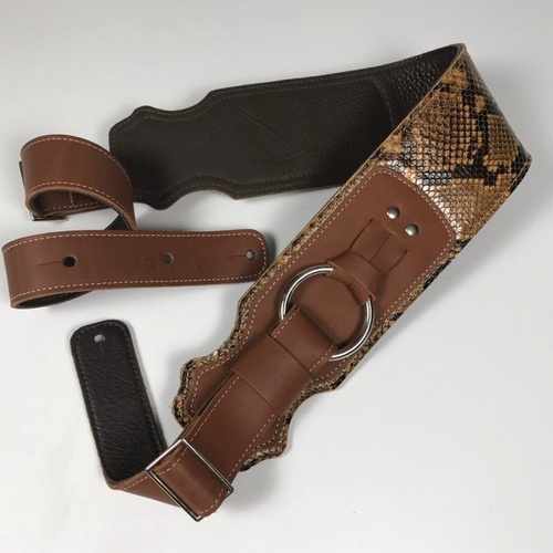Franklin 3.5" Snake Skin Cognac Leather Ring Bass Guitar Strap