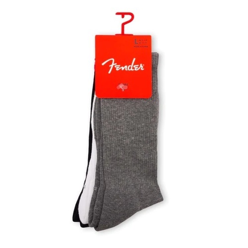 Perris Licensed Fender The Icon Back Tab Large Crew Socks 3-Pair Assorted Colors