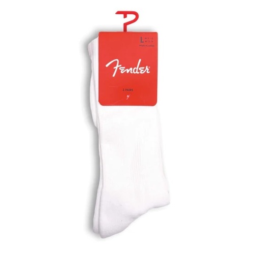 Perris Licensed Fender Classic Large Crew Socks - White (3-Pair)