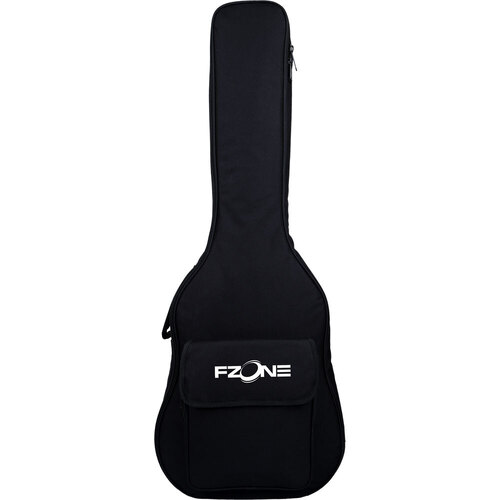 FZONE 41" Black Padded Acoustic Guitar Bag with Front Storage Pocket - 600D Polyester, 15mm Foam Padding